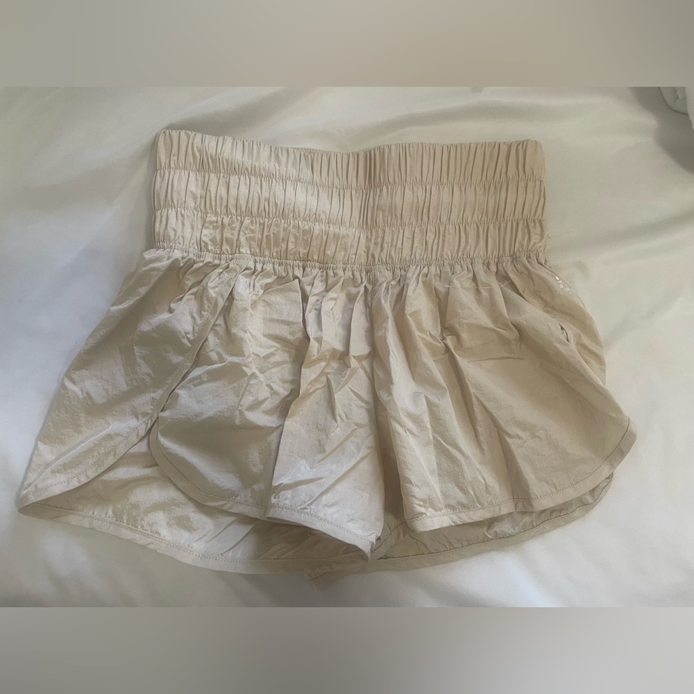 Cream Athletic Shorts with Elastic Waistband free people movement